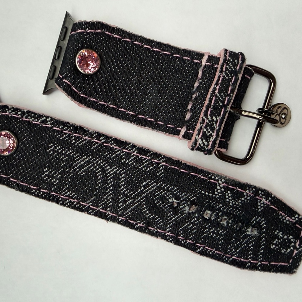 Authentic Upcycled Black/Pink Denim Apple Watchband by Spark’l-size 3 - 38/41mm - Picture 3 of 8